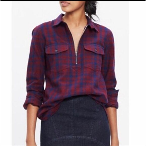 Madewell Plaid Flannel Zip Front Shirt - Picture 1 of 10
